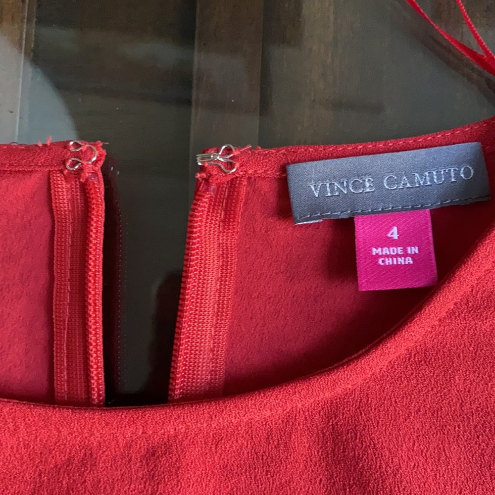 Vince Camuto Flutter Sleeve Rumple Side Tie Dress. - Picture 7 of 14